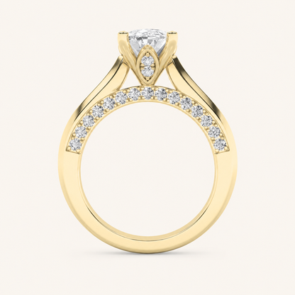 3CT Oval Cut Lab Grown Diamond Accented Solitaire Engagement Ring