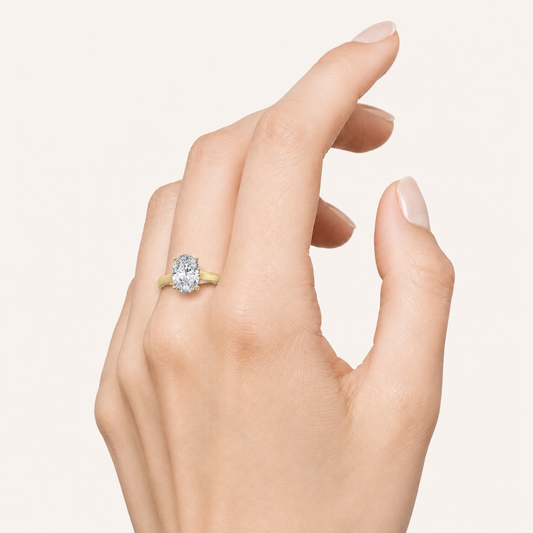 3CT Oval Cut Lab Grown Diamond Accented Solitaire Engagement Ring