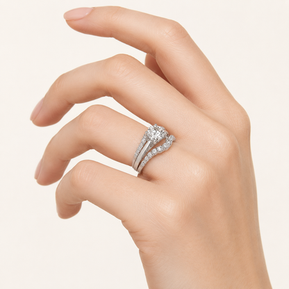 3CT Round Cut Lab Grown Diamond Insert Jacket Ring