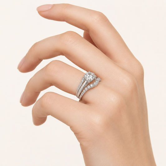 3CT Round Cut Lab Grown Diamond Insert Jacket Ring