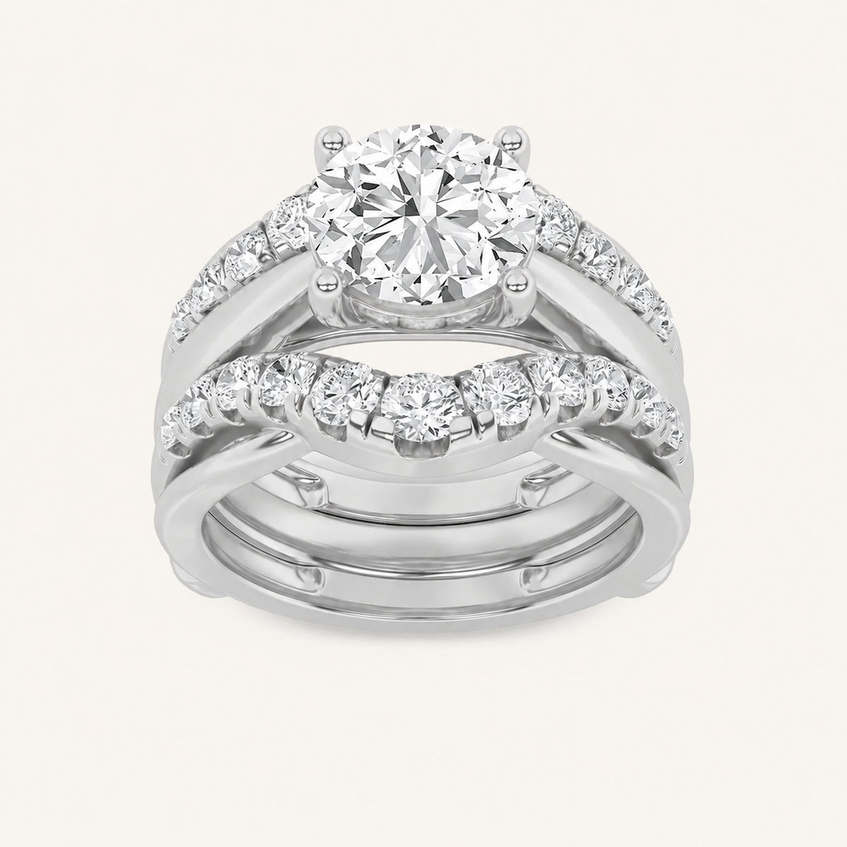 3CT Round Cut Lab Grown Diamond Insert Jacket Ring