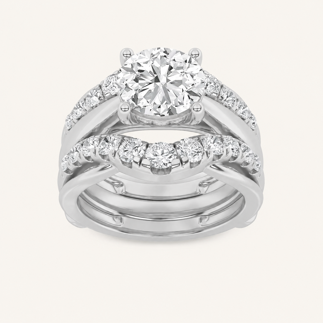 3CT Round Cut Lab Grown Diamond Insert Jacket Ring