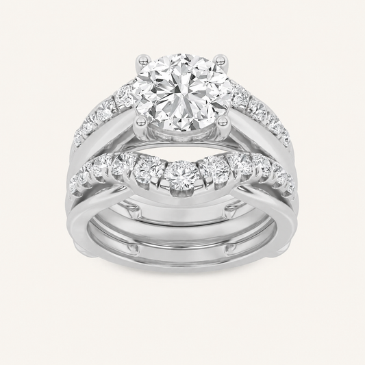 3CT Round Cut Lab Grown Diamond Insert Jacket Ring