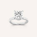 3CT Princess Cut Lab Grown Diamond Hidden Halo Plain Shank Engagement Ring