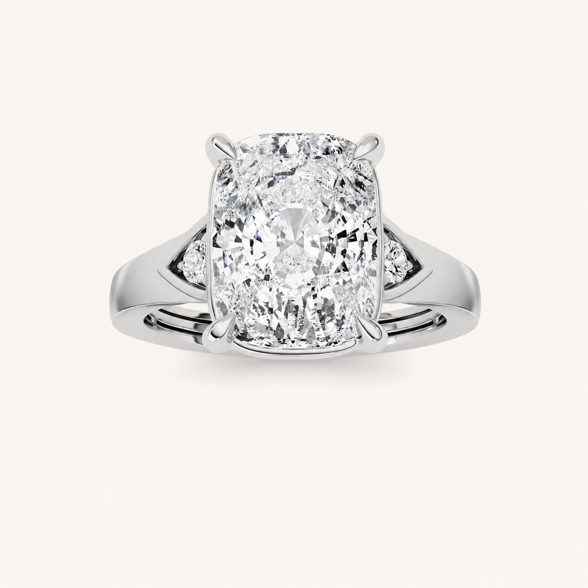 Elongated Cushion Cut Lab Grown Diamond Solitaire Ring