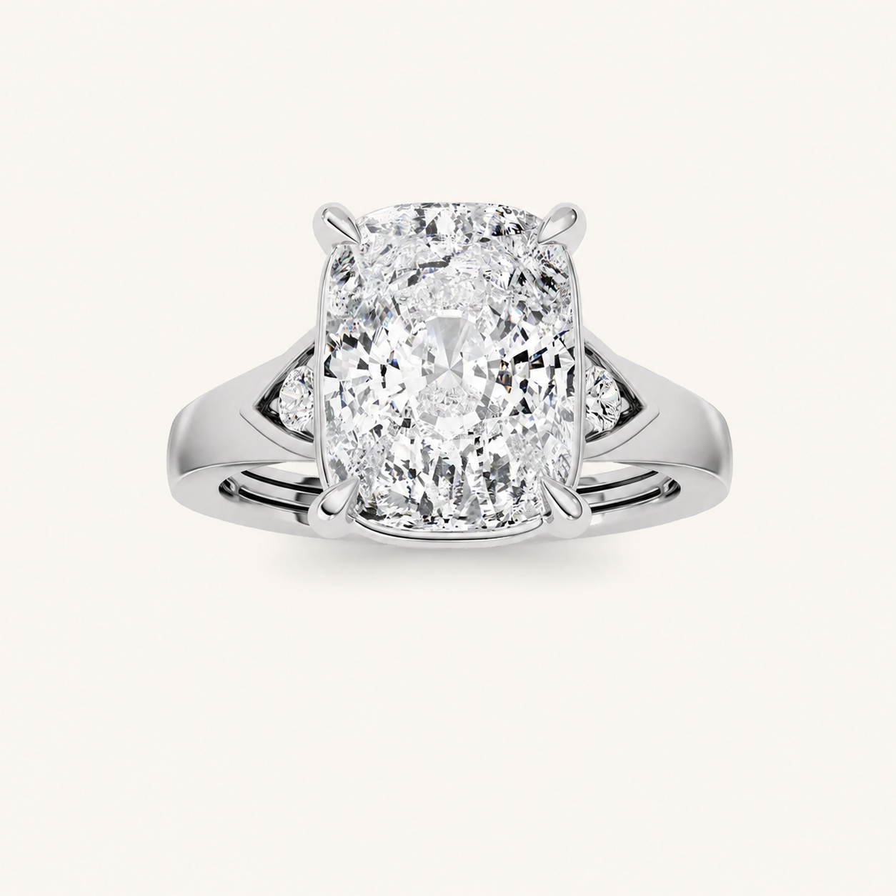 Elongated Cushion Cut Lab Grown Diamond Solitaire Ring