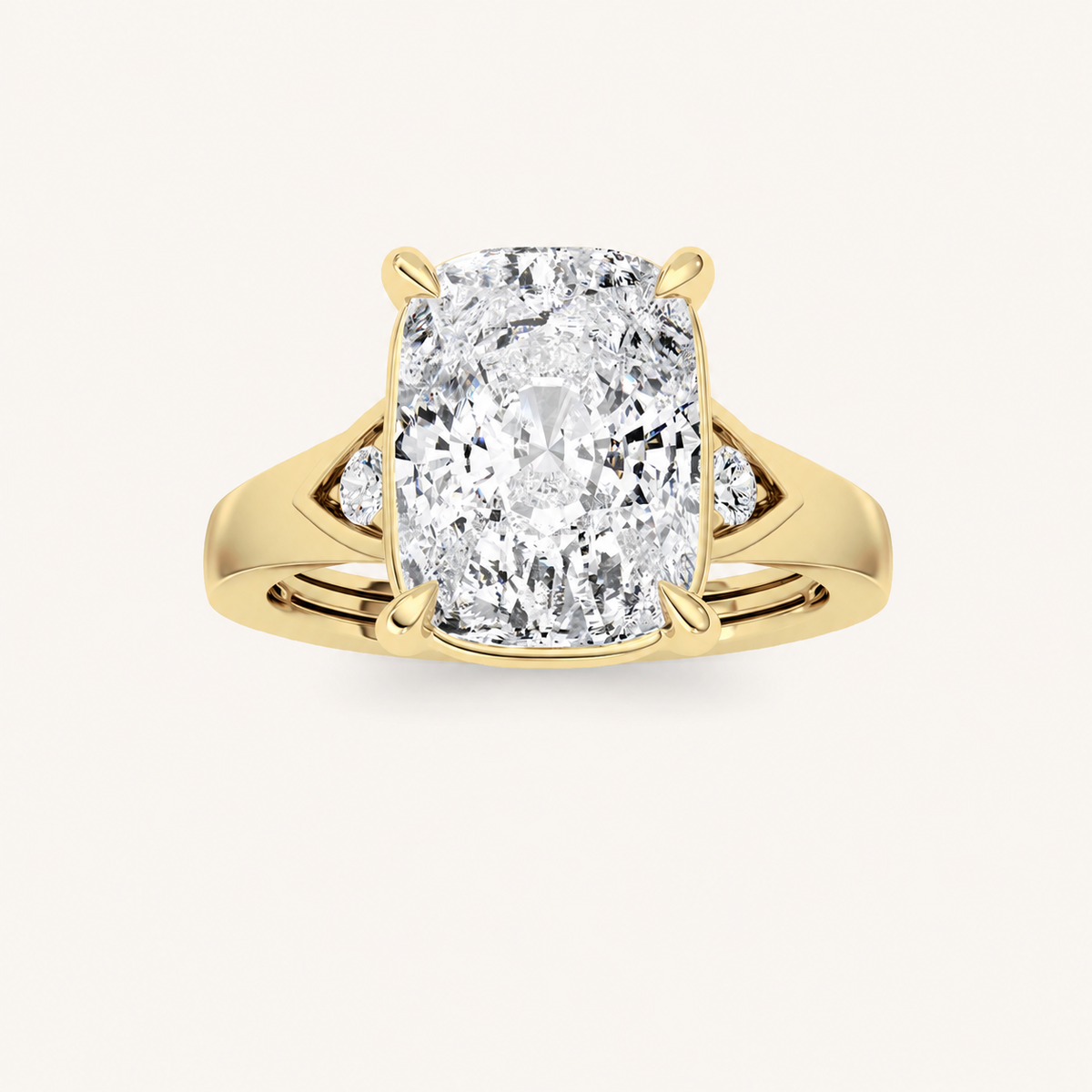 Elongated Cushion Cut Lab Grown Diamond Solitaire Ring