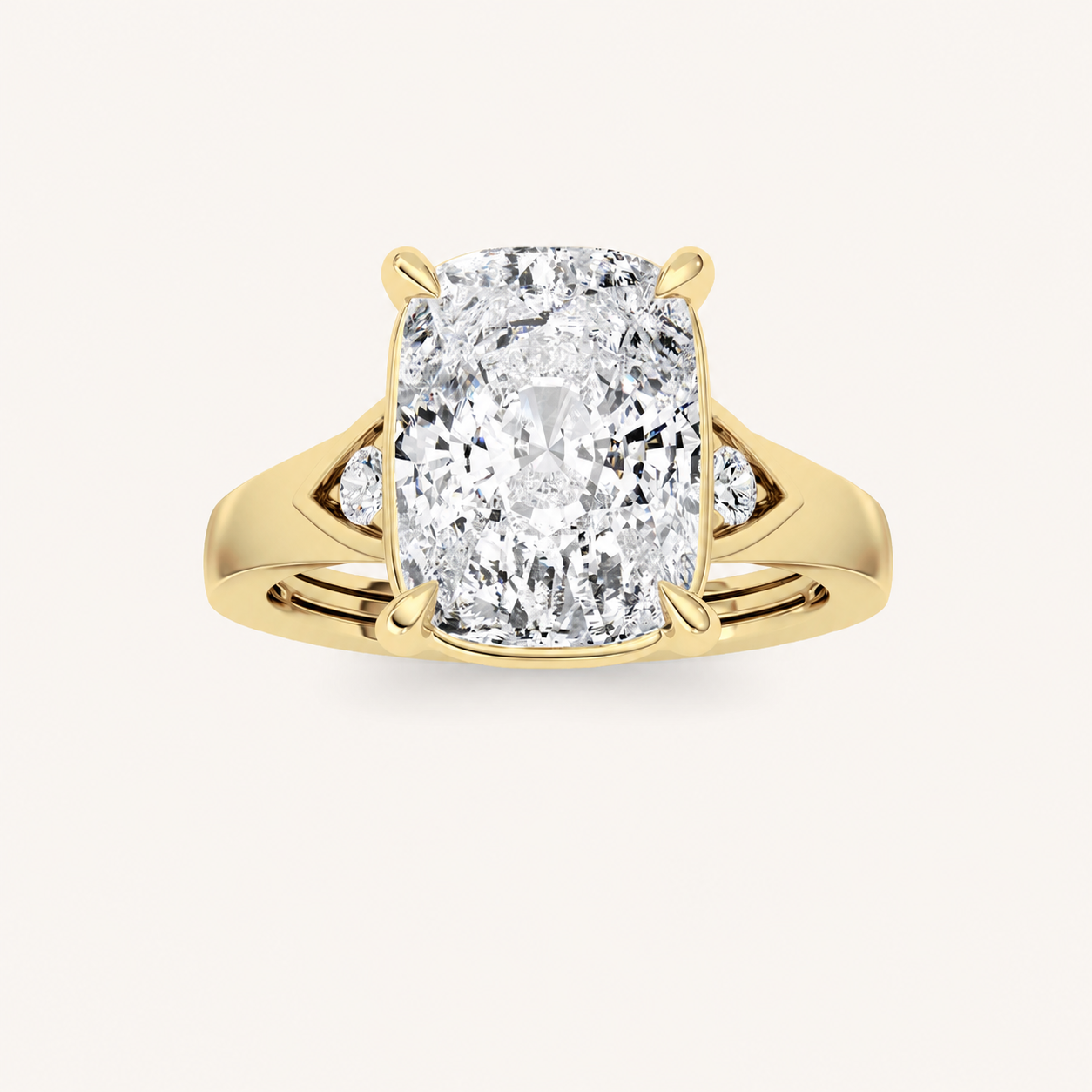 Elongated Cushion Cut Lab Grown Diamond Solitaire Ring