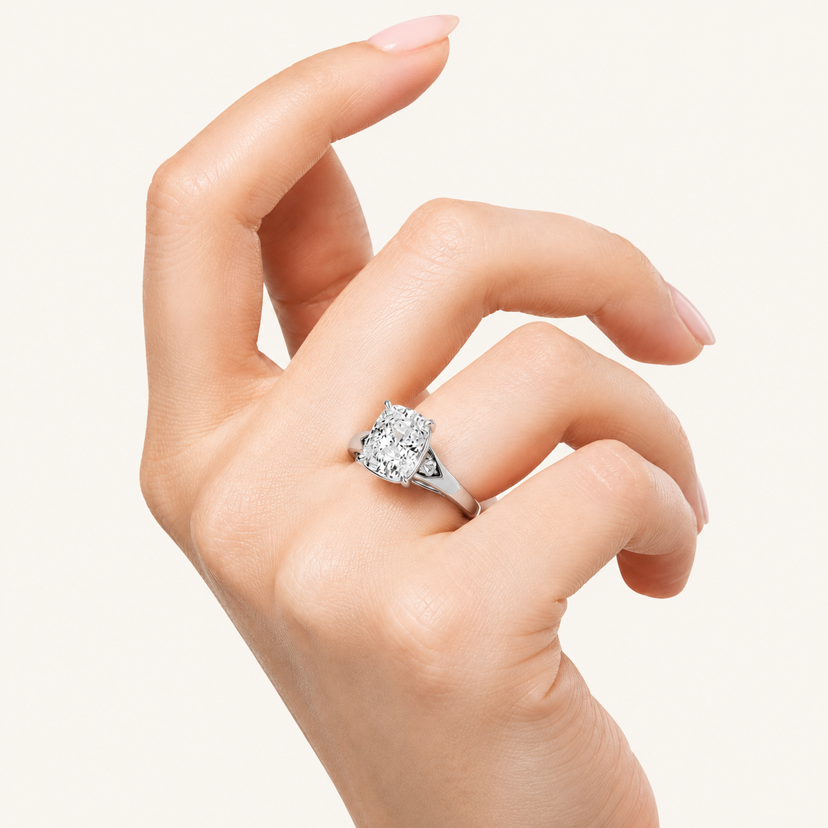 Elongated Cushion Cut Lab Grown Diamond Solitaire Ring
