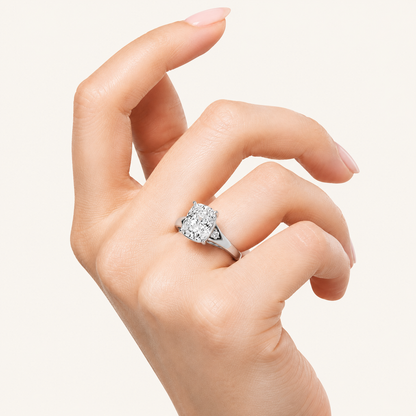 Elongated Cushion Cut Lab Grown Diamond Solitaire Ring