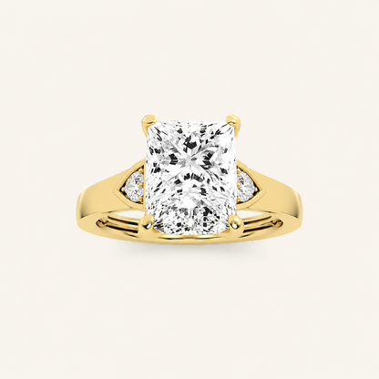 2CT Princess Cut Lab Grown Diamond Hidden Halo Plain Shank Engagement Ring