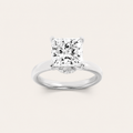 2CT Princess Cut Lab Grown Diamond Hidden Halo Plain Shank Engagement Ring