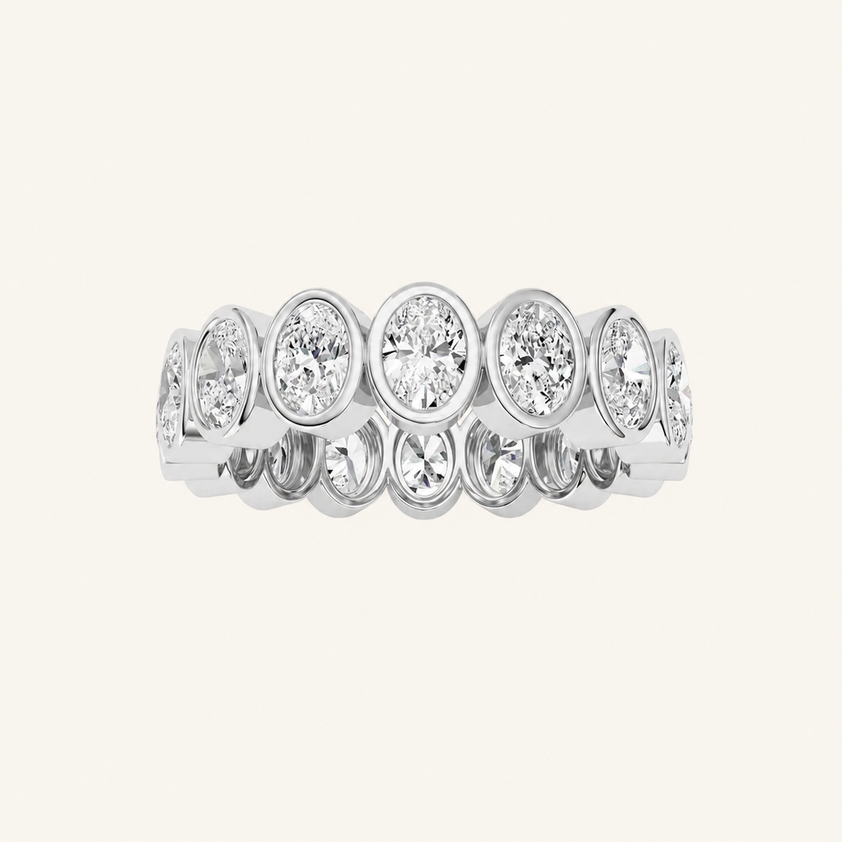 2CT Oval Cut Lab Grown Diamond Eternity Band Ring