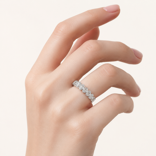 2CT Oval Cut Lab Grown Diamond Eternity Band Ring