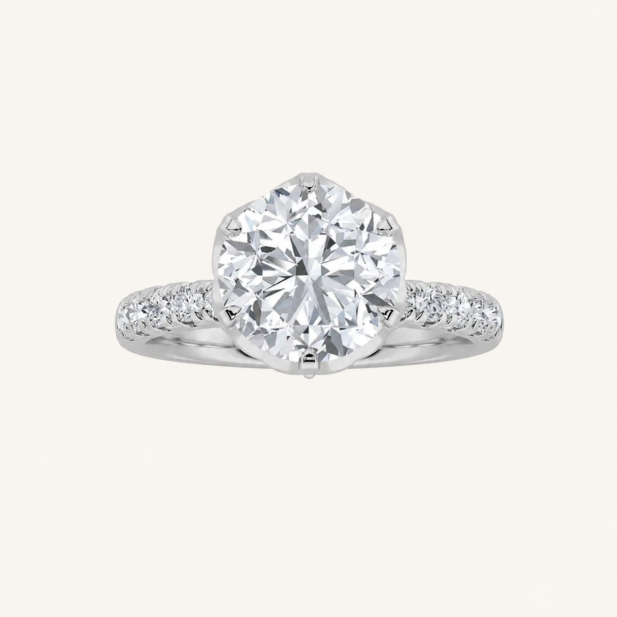 2CT Round Cut Lab Grown Diamond Solitaire Engagement Ring