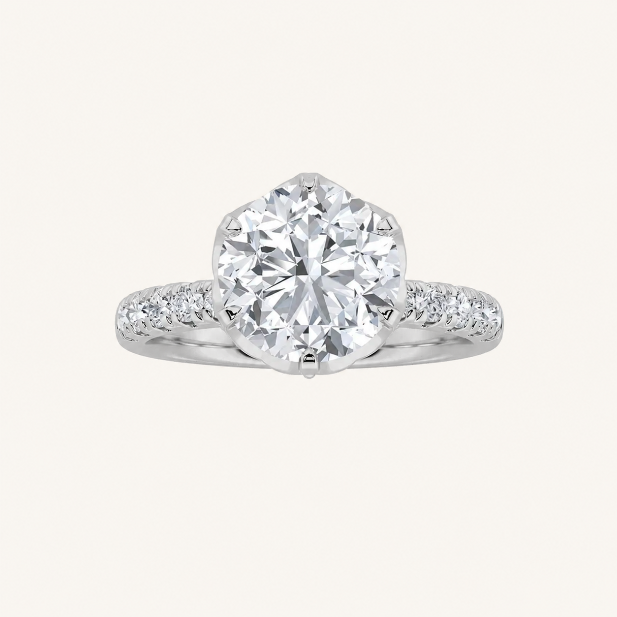 2CT Round Cut Lab Grown Diamond Solitaire Engagement Ring
