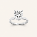 1CT Princess Cut Lab Grown Diamond Hidden Halo Plain Shank Engagement Ring