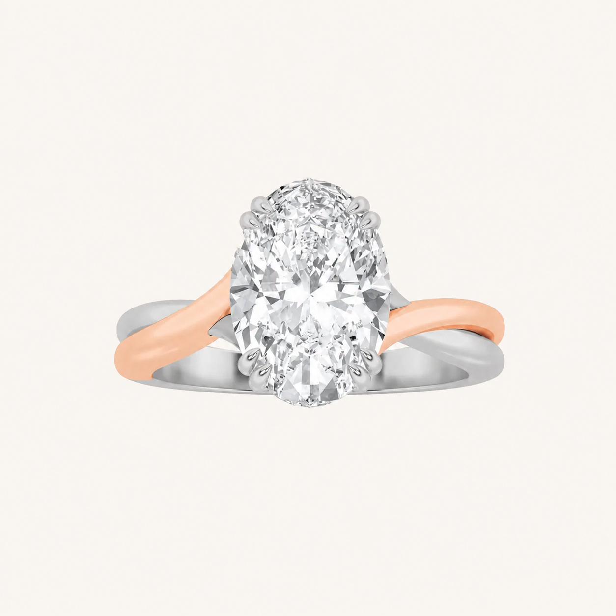 2CT Oval Cut Lab Grown Diamond Solitaire Engagement Ring