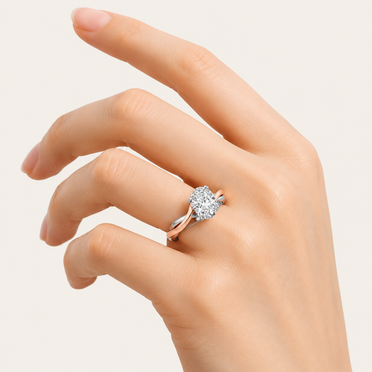 2CT Oval Cut Lab Grown Diamond Solitaire Engagement Ring