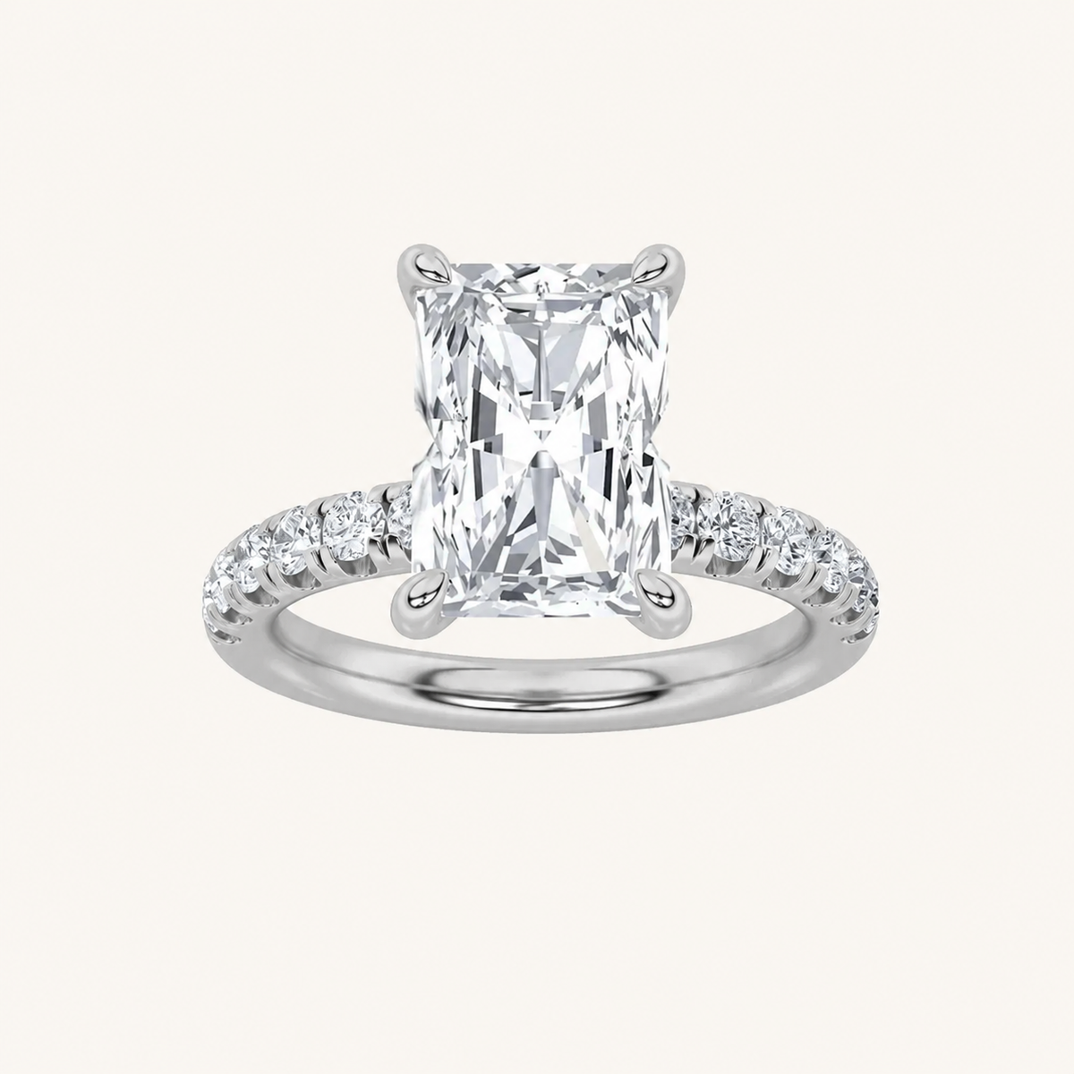 2.00 Ct Radiant Cut Lab Grown Diamond Accented Ring