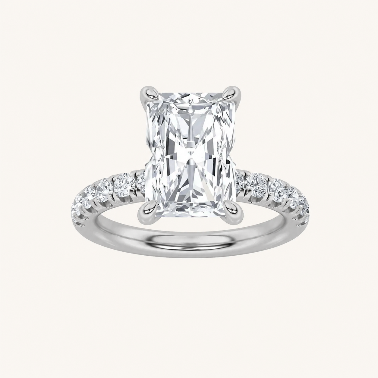 2.00 Ct Radiant Cut Lab Grown Diamond Accented Ring