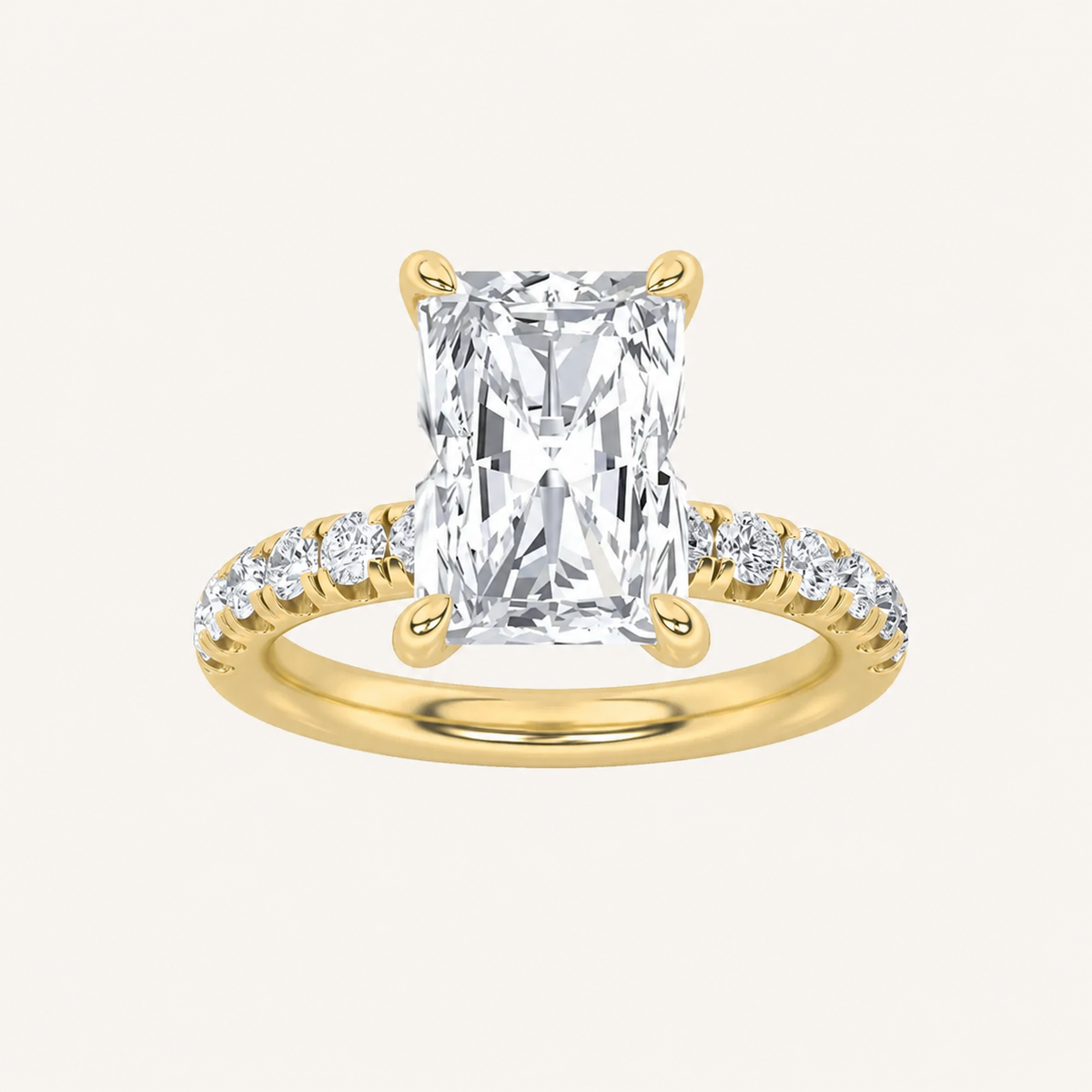 2.00 Ct Radiant Cut Lab Grown Diamond Accented Ring