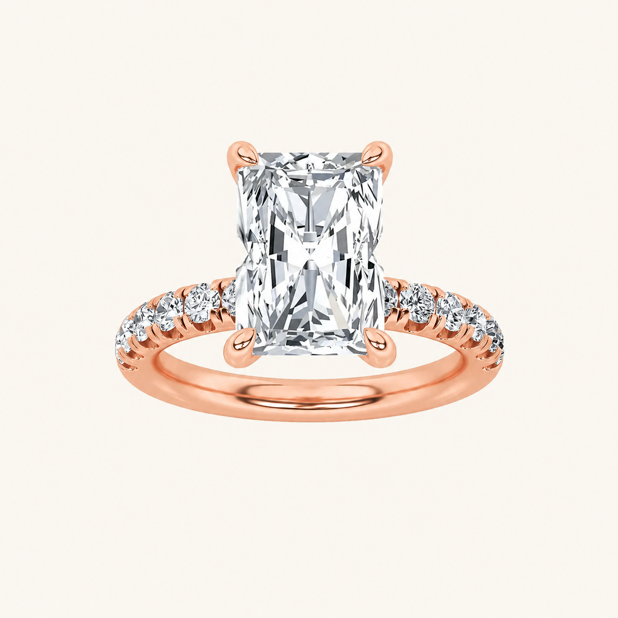 2.00 Ct Radiant Cut Lab Grown Diamond Accented Ring