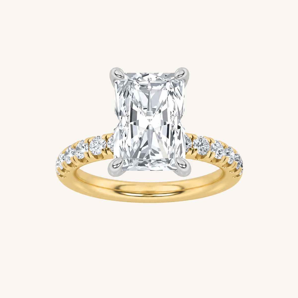 2.00 Ct Radiant Cut Lab Grown Diamond Accented Ring