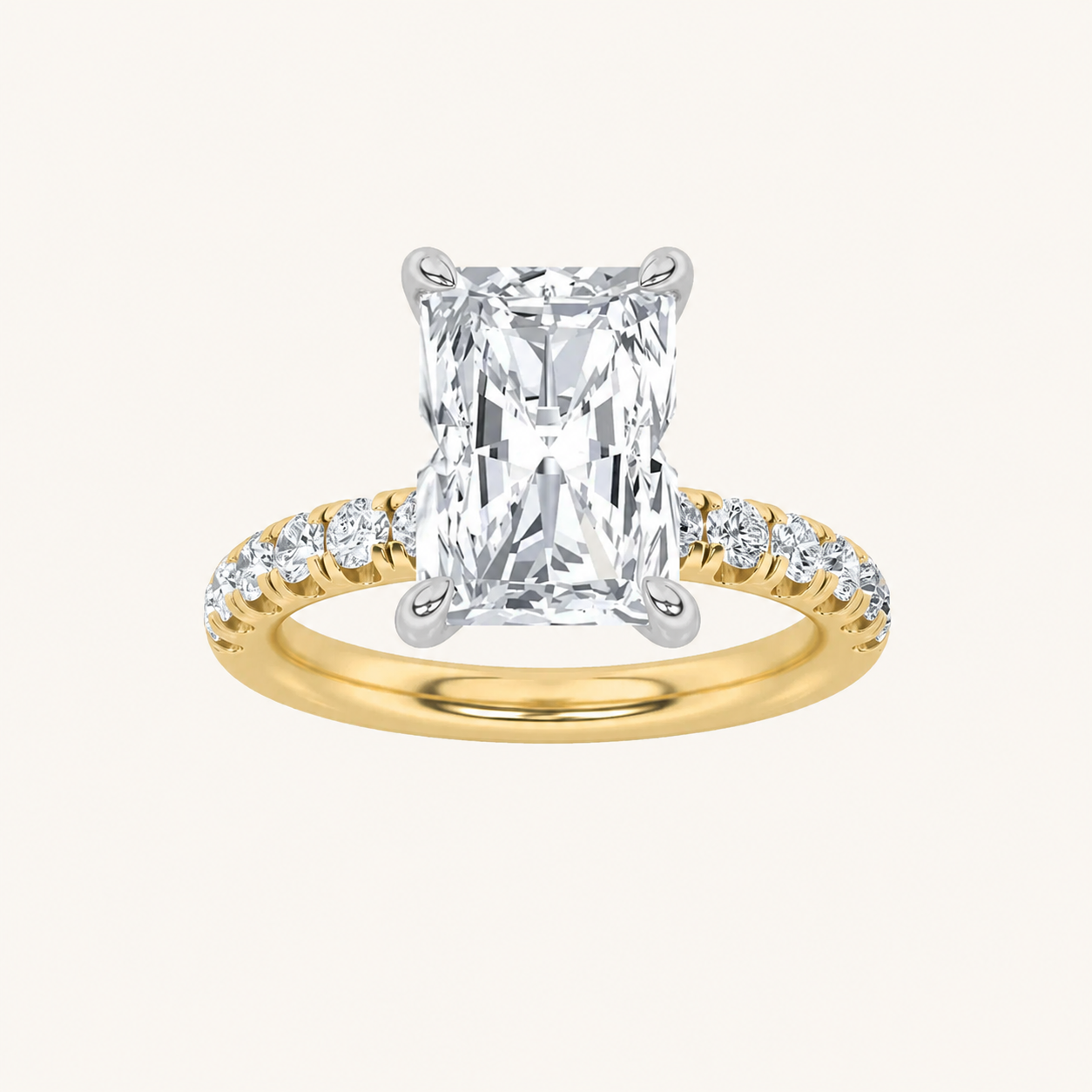 2.00 Ct Radiant Cut Lab Grown Diamond Accented Ring