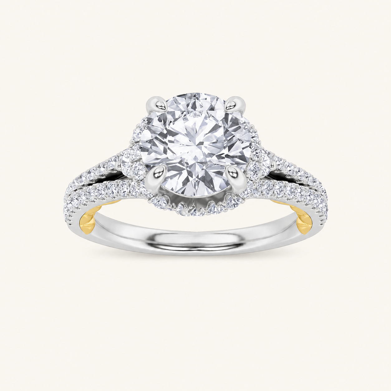 2CT Round Cut Lab Grown Diamond Halo Ring