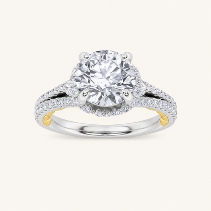 2CT Round Cut Lab Grown Diamond Halo Ring