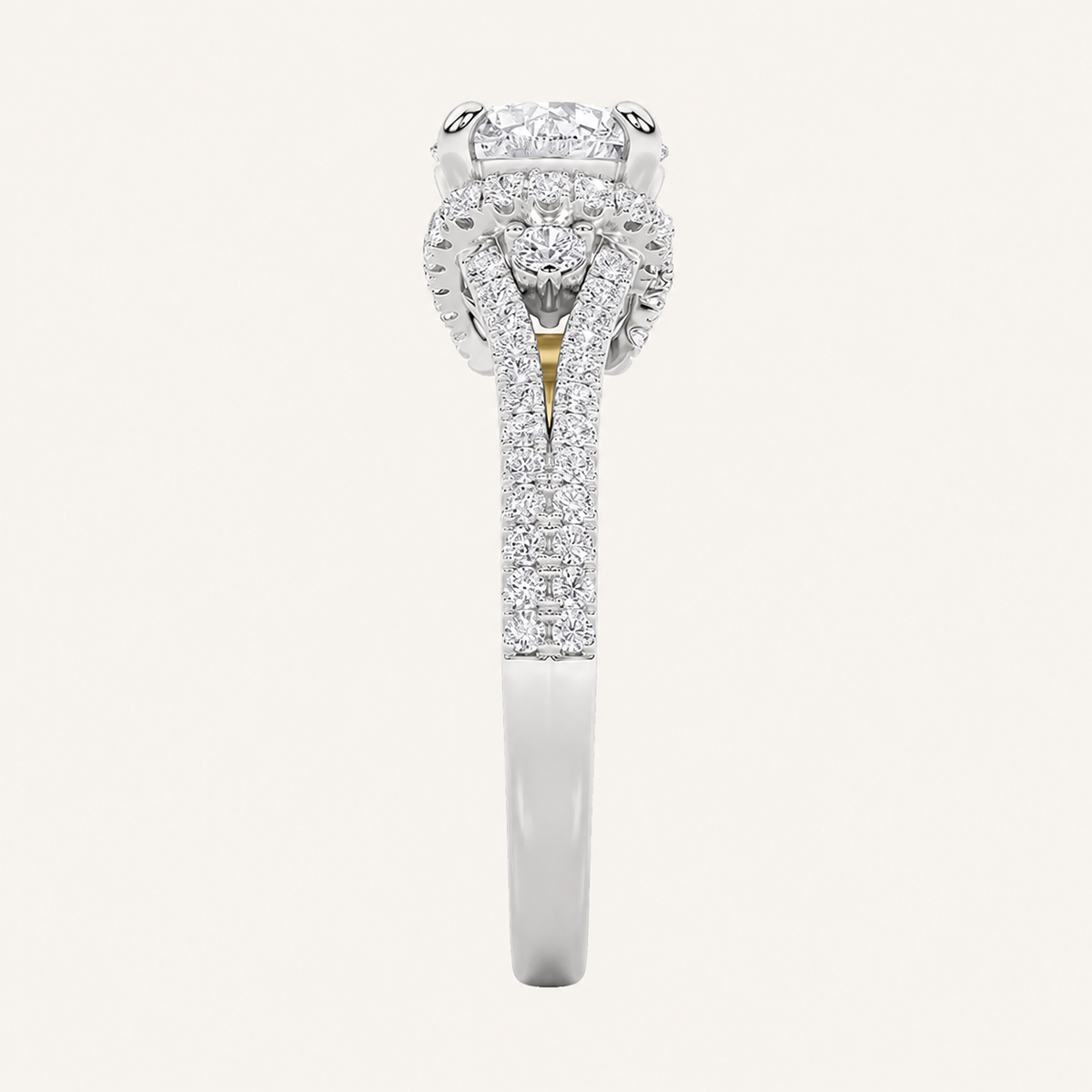 2CT Round Cut Lab Grown Diamond Halo Ring