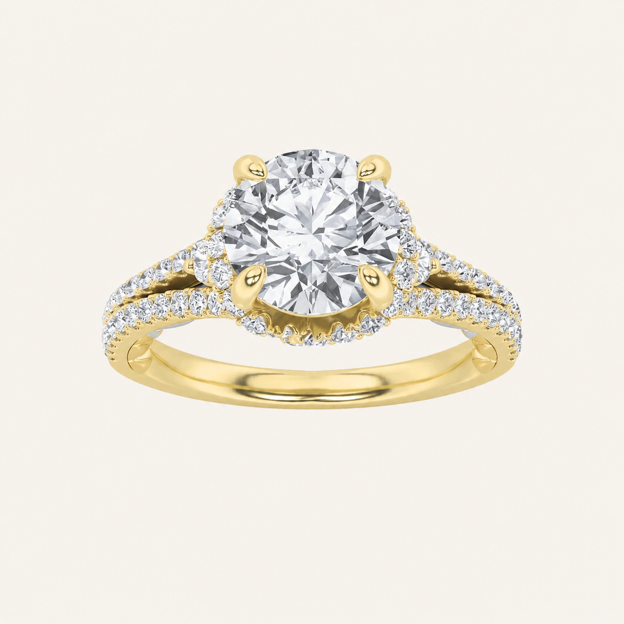 2CT Round Cut Lab Grown Diamond Halo Ring