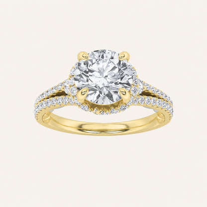 2CT Round Cut Lab Grown Diamond Halo Ring