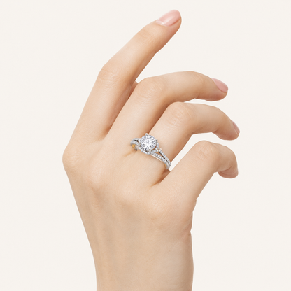 2CT Round Cut Lab Grown Diamond Halo Ring