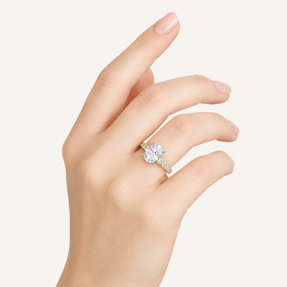 4CT Elongated Cushion Cut Lab Grown Diamond Side Stone Ring