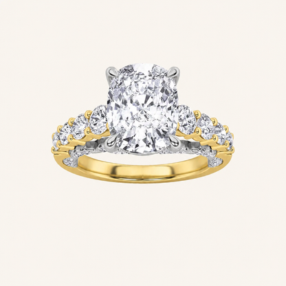4CT Elongated Cushion Cut Lab Grown Diamond Side Stone Ring