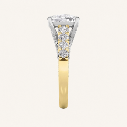 4CT Elongated Cushion Cut Lab Grown Diamond Side Stone Ring
