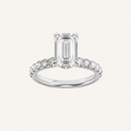 2CT Emerald Cut Lab Grown Diamond Halo Accented Ring