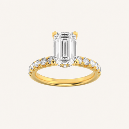 2CT Emerald Cut Lab Grown Diamond Halo Accented Ring
