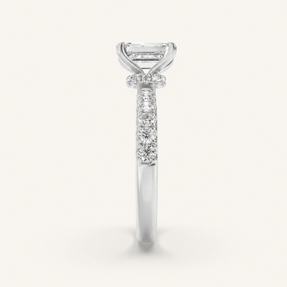 2CT Emerald Cut Lab Grown Diamond Halo Accented Ring
