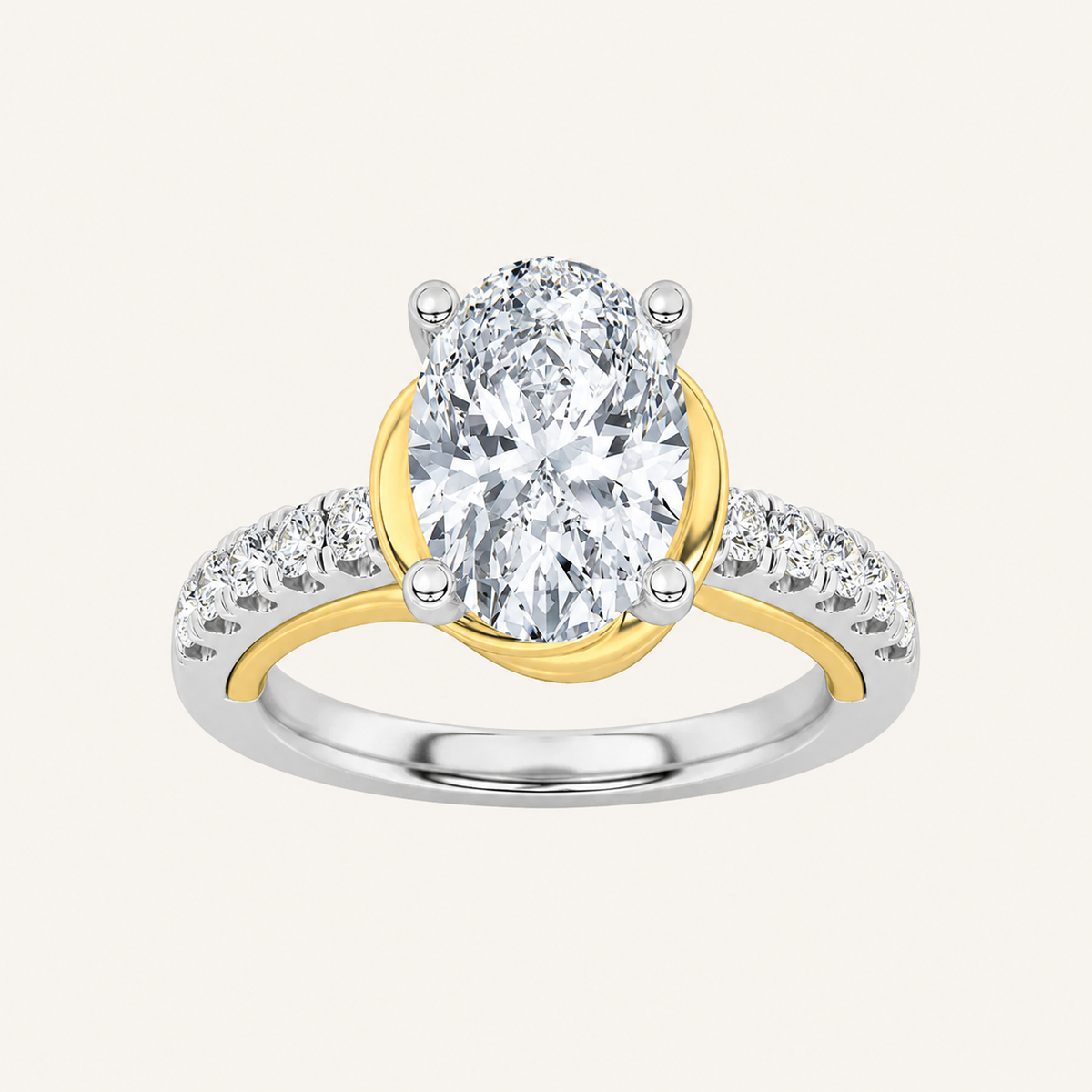 2CT Oval Cut Lab Grown Diamond Solitaire Engagement Ring