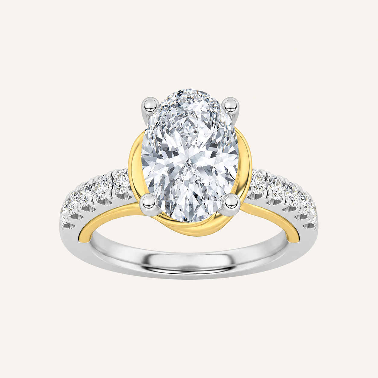 2CT Oval Cut Lab Grown Diamond Solitaire Engagement Ring