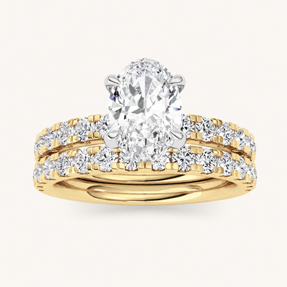 2CT Oval Cut Lab Grown Diamond Classic Accented Bridal Set