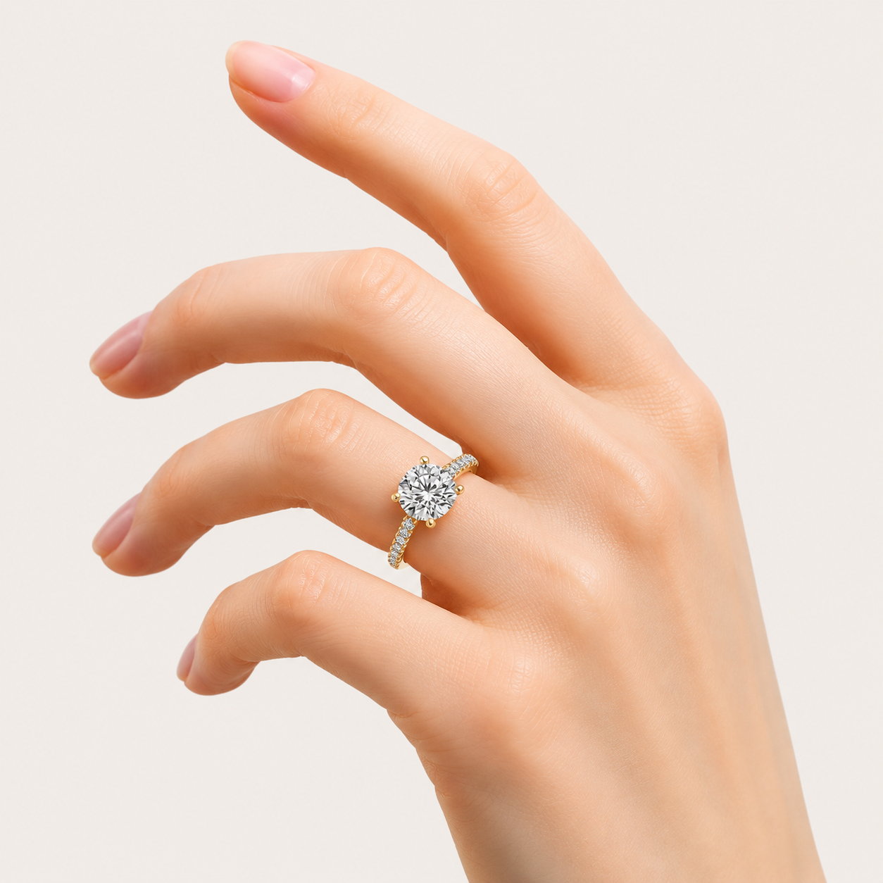 1.5CT Round Cut Lab Grown Diamond Accented Two Tone Engagement Ring