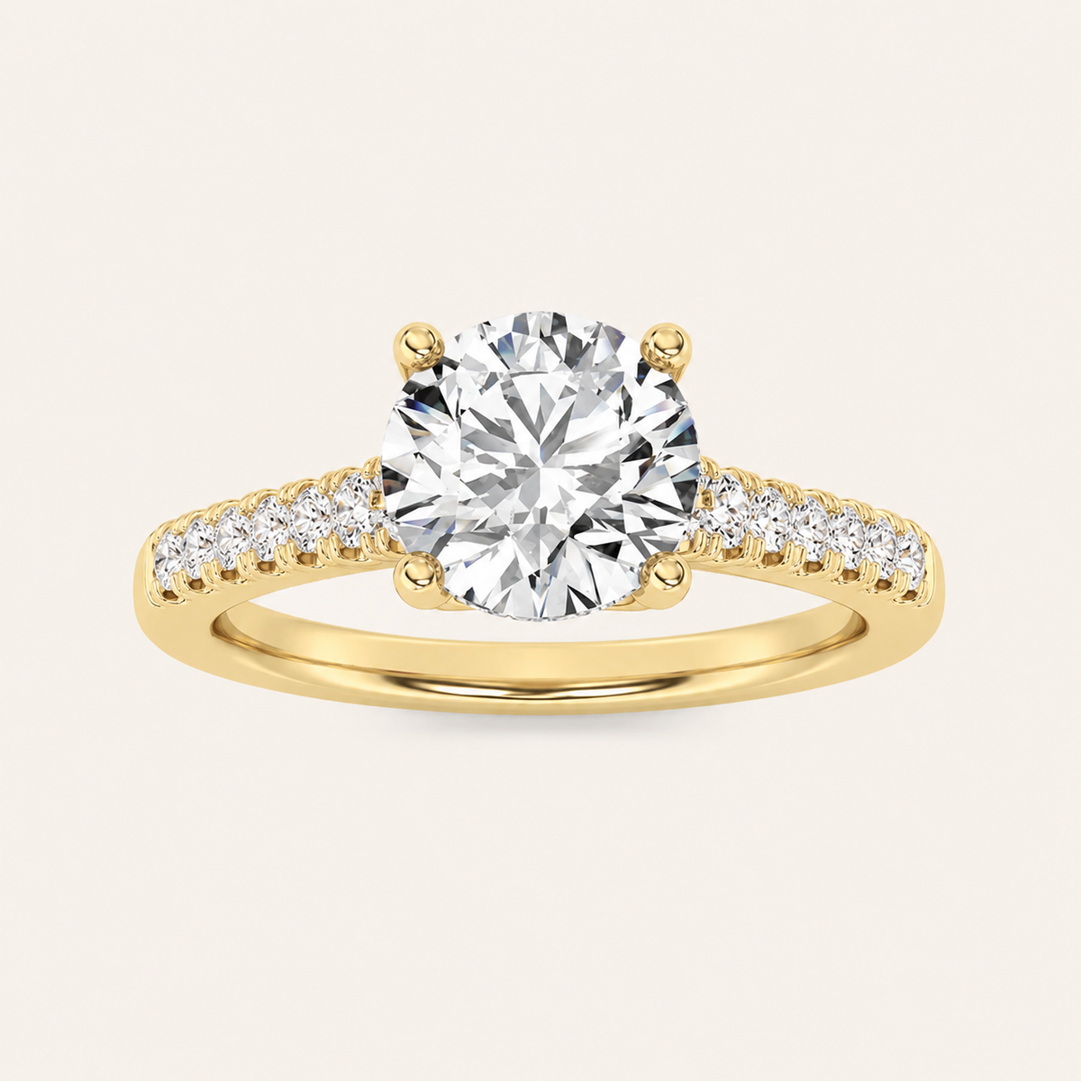 1.5CT Round Cut Lab Grown Diamond Accented Two Tone Engagement Ring