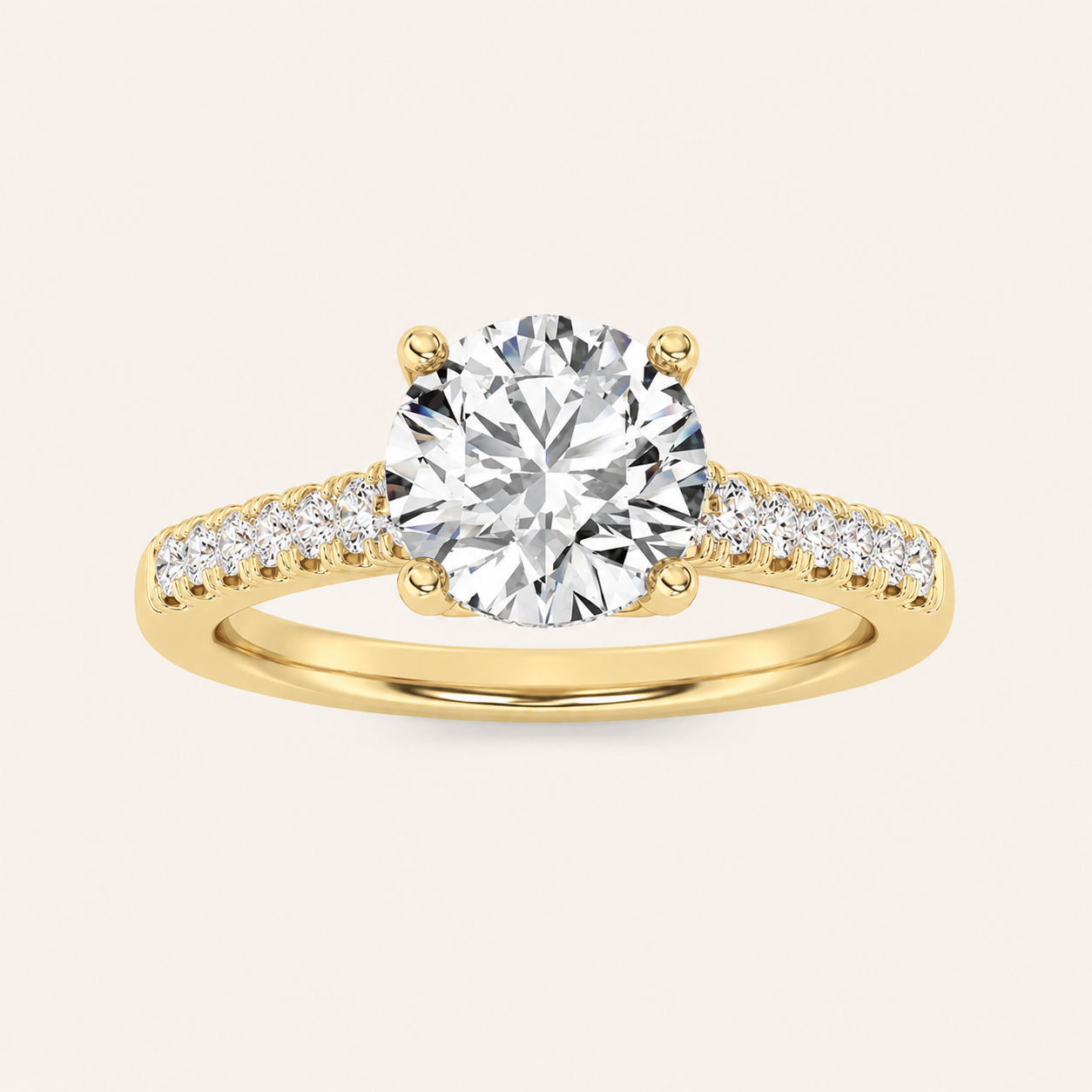 1.5CT Round Cut Lab Grown Diamond Accented Two Tone Engagement Ring