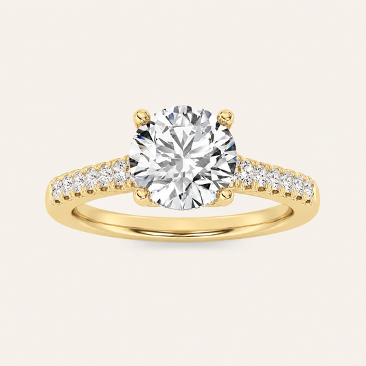 1.5CT Round Cut Lab Grown Diamond Accented Two Tone Engagement Ring