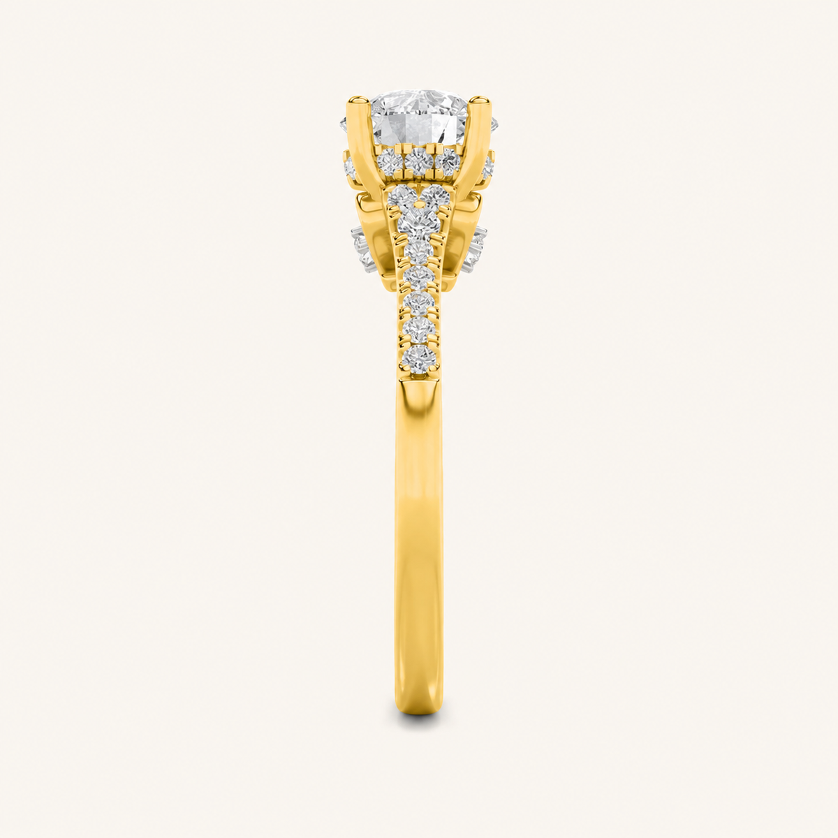 1.5CT Round Cut Lab Grown Diamond Accented Two Tone Engagement Ring