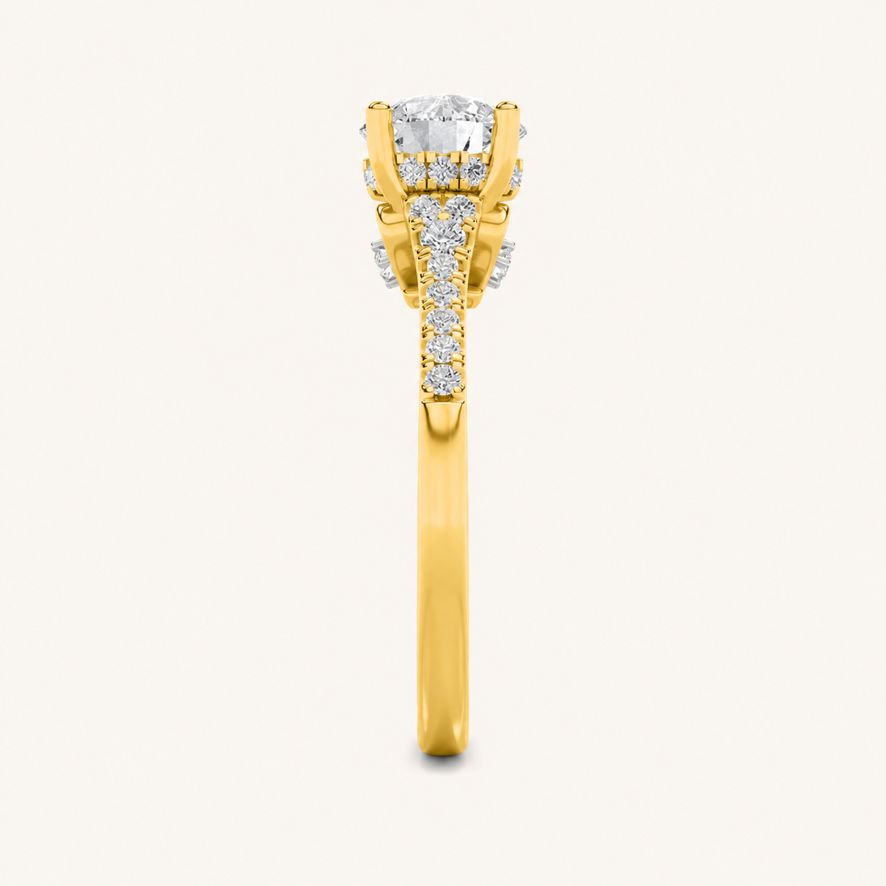 1.5CT Round Cut Lab Grown Diamond Accented Two Tone Engagement Ring